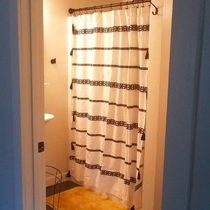 Better Home & Gardens Black and White Boho Chic Linen Shower Curtain